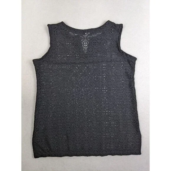 ISLANDER - WOMEN'S BLACK SHEER LACE TANK TOP TUNIC - SIZE L - Picture 6 of 6